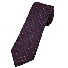 Tresanti Celeste Navy Blue with Red & White Flower Pattern Men's Designer Silk Tie