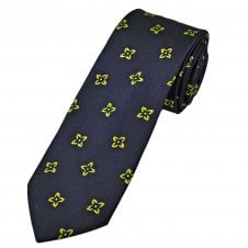 Tresanti Celeste Navy Blue & Yellow Pattern Men's Silk Tie