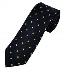 Tresanti Celeste Navy Blue & Yellow Polka Dot Men's Silk Tie 