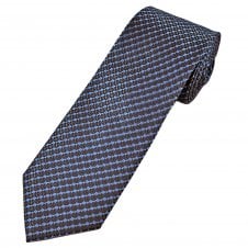 Tresanti Celeste Navy, Cobalt Blue & Brown Diamonds Pattern Men's Silk Tie