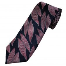 Tresanti Celeste Navy, Dark Pink & Silver Patterned Men's Silk Designer Tie