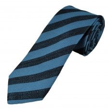 Tresanti Celeste Navy & Denim Blue Striped Men's Silk Tie