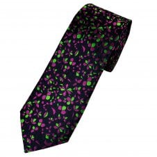 Tresanti Celeste Navy, Fuchsia Pink & Green Patterned Men's Silk Tie