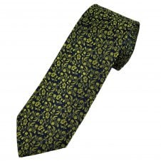 Tresanti Celeste Navy & Golden Yellow Flower Patterned Men's Silk Tie