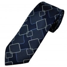 Tresanti Celeste Navy, Grey, Light Blue & Silver Patterned Men's Silk Designer Tie