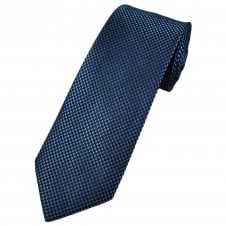 Tresanti Celeste Navy & Iceberg Blue Houndstooth Pattern Silk Men's Designer Tie