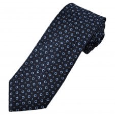 Tresanti Celeste Navy & Light Blue Patterned Men's Silk Designer Tie
