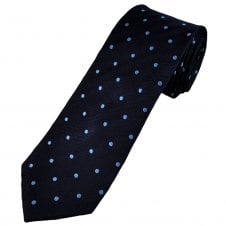 Tresanti Celeste Navy & Light Blue Polka Dot Men's Silk Designer Tie