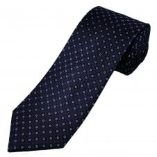Tresanti Celeste Navy, Light Blue & Purple Circle Pattern Men's Silk Designer Tie