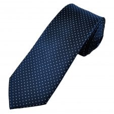 Tresanti Celeste Navy & Light Blue Rectangle Pattern Men's Silk Designer Tie