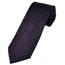 Tresanti Celeste Navy, Light Blue & Red Circle Pattern Silk Men's Designer Tie