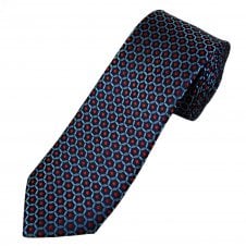 Tresanti Celeste Navy, Light Blue & Red Patterned Men's Silk Designer Tie