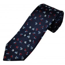 Tresanti Celeste Navy, Light Blue, Red & White Floral Pattern Men's Silk Designer Tie