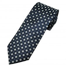 Tresanti Celeste Navy, Light Blue & Silver Grey Circle Pattern Men's Silk Tie