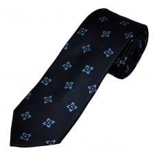 Tresanti Celeste Navy, Light Blue & Silver Patterned Men's Silk Tie