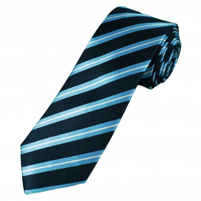 Tresanti Celeste Navy, Light Blue & Silver Striped Men's Silk Tie