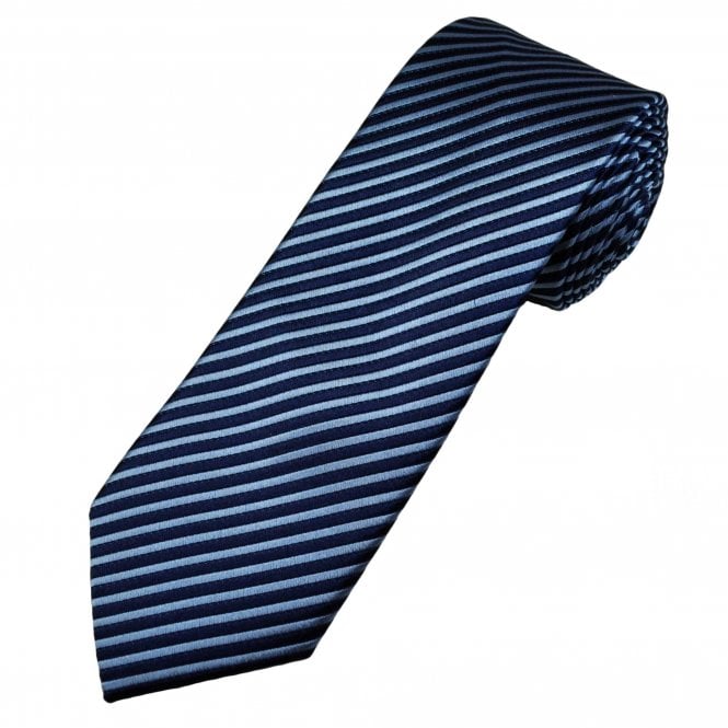 Tresanti Celeste Navy & Light Blue Stripe Men's Silk Tie