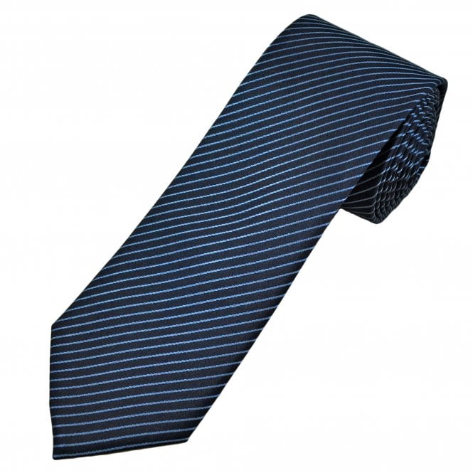 Tresanti Celeste Navy & Light Blue Striped Men's Silk Tie