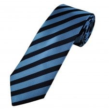 Tresanti Celeste Navy & Light Blue Striped Silk Men's Designer Tie