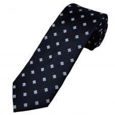 Tresanti Celeste Navy, Light Blue & White Patterned Men's Silk Designer Tie