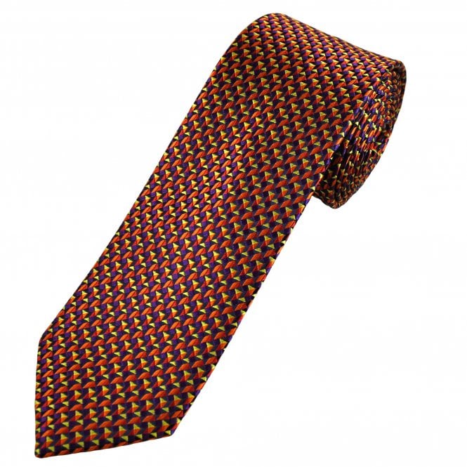Tresanti Celeste Navy, Orange, Red, Yellow & Purple Patterned Men's Silk Tie