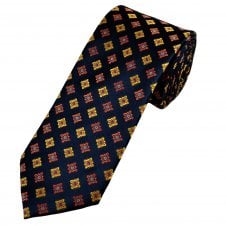 Tresanti Celeste Navy, Orange, Yellow & Royal Blue Patterned Men's Silk Tie
