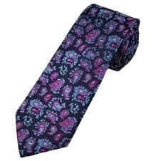 Tresanti Celeste Navy, Pale Blue & Cerise Pink Patterned Men's Silk Designer Tie