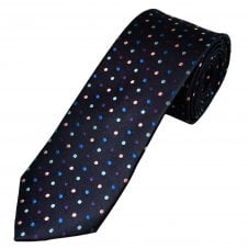 Tresanti Celeste Navy, Pink, Light Blue, Royal Blue & Plum Polka Dot Men's Silk Tie