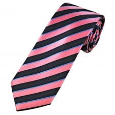 Tresanti Celeste Navy, Pink & Light Blue Stripe Men's Silk Tie