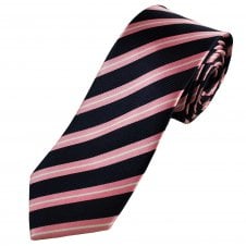 Tresanti Celeste Navy, Pink & White Striped Men's Silk Tie