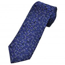 Tresanti Celeste Navy, Purple, Lilac & Cobalt Blue Flower Pattern Men's Silk Tie