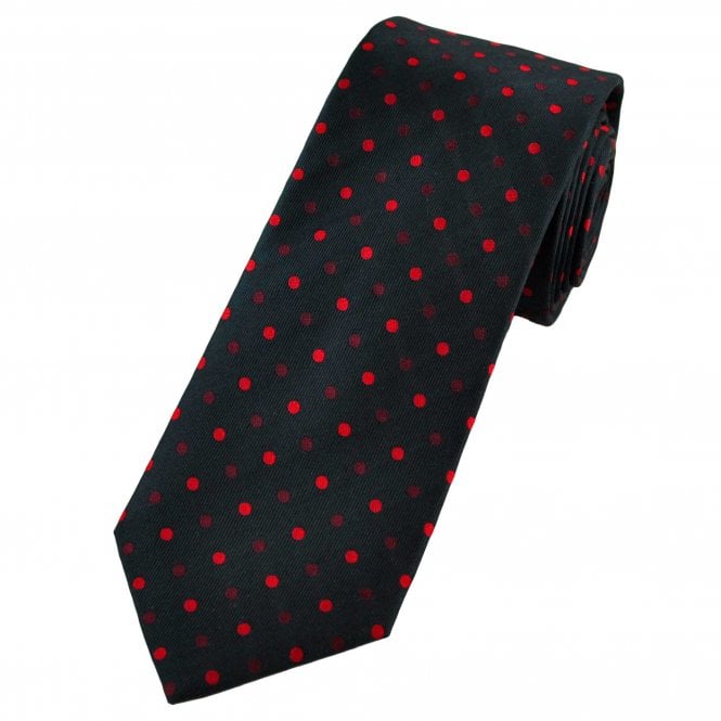 Tresanti Celeste Navy, Red & Burgundy Polka Dot Men's Silk Tie