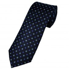 Tresanti Celeste Navy, Royal Blue, Light Blue & White Patterned Silk Men's Designer Tie