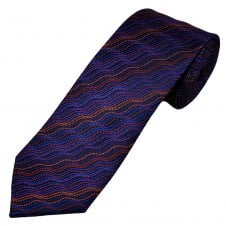 Tresanti Celeste Navy, Royal Blue, Red, Orange, Pink & Purple Wavy Dots & Stripes Men's Silk Tie