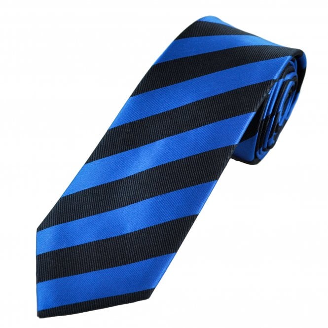 Tresanti Celeste Navy & Royal Blue Striped Men's Silk Designer Tie
