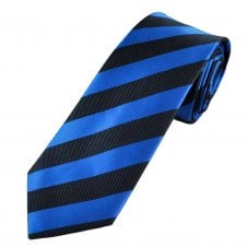 Tresanti Celeste Navy & Royal Blue Striped Men's Silk Designer Tie