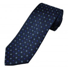 Tresanti Celeste Navy, Royal & Light Blue Diamond Pattern Men's Silk Designer Tie