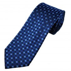 Tresanti Celeste Navy, Royal & Light Blue Diamond Pattern Men's Silk Designer Tie
