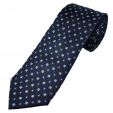 Tresanti Celeste Navy, Shades of Blue & White Patterned Men's Silk Designer Tie