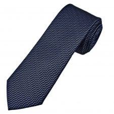 Tresanti Celeste Navy & Silver Blue Zig Zag Pattern Men's Silk Tie