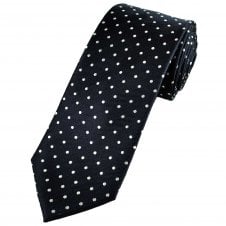 Tresanti Celeste Navy & Silver Polka Dot Men's Silk Designer Tie