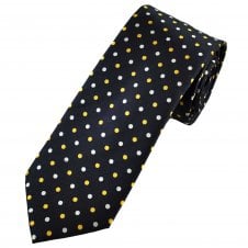 Tresanti Celeste Navy, Silver & Yellow Polka Dot Men's Silk Tie