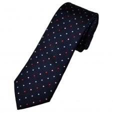 Tresanti Celeste Navy, Sky Blue, Pink & Red Polka Dot Men's Silk Tie