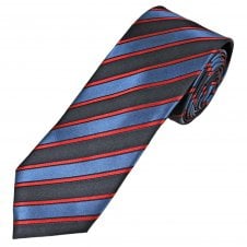 Tresanti Celeste Navy, Slate Blue & Red Stripe Men's Silk Tie
