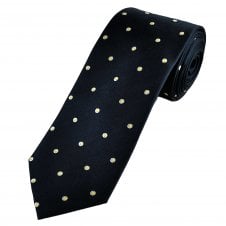 Tresanti Celeste Navy, White & Yellow Patterned Men's Silk Designer Tie