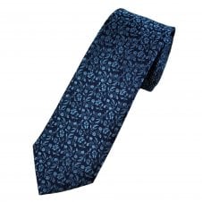 Tresanti Celeste Navy with Light Blue Floral Pattern Silk Men's Designer Tie