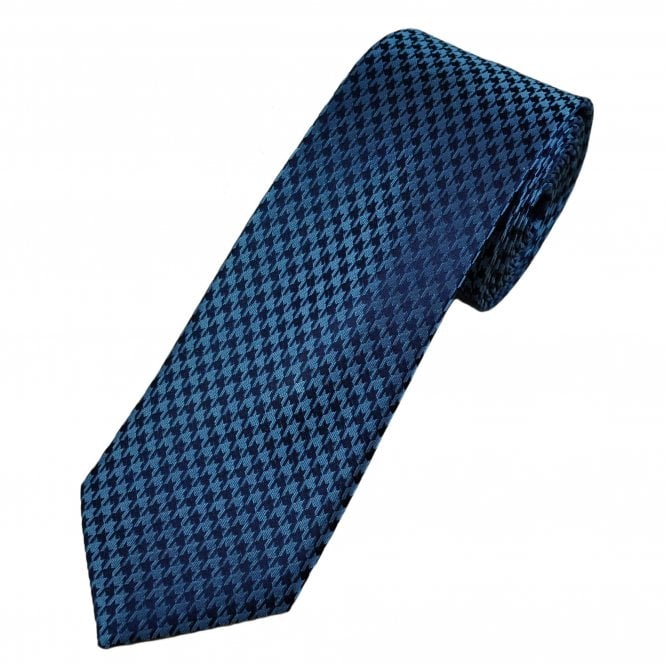 Tresanti Celeste Navy with Light Blue Houndstooth Pattern Silk Men's Designer Tie
