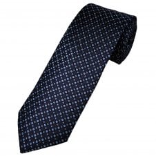Tresanti Celeste Navy with Shades of Blue & Grey Circle Pattern Silk Men's Designer Tie