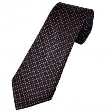 Tresanti Celeste Navy with Shades of Blue & Orange Circle Pattern Silk Men's Designer Tie
