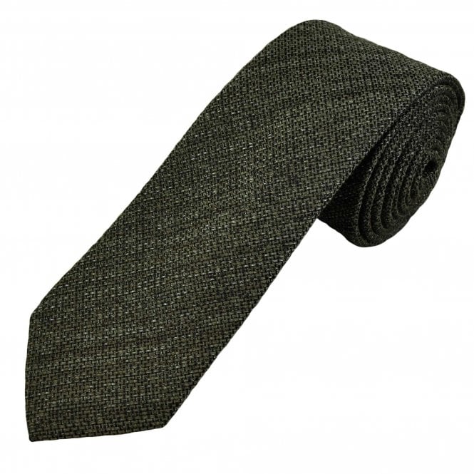 Tresanti Celeste Olive Green, Black & Silver Pattern Men's Silk Tie
